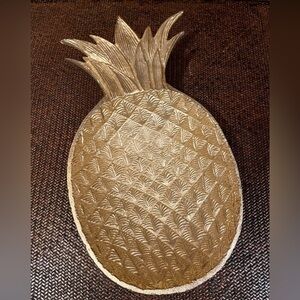 RARE Vintage Extra Large MCM Gold Metal Pineapple Centerpiece Bowl